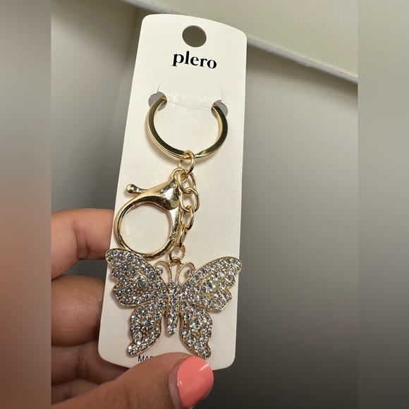 Gold and Silver Blinged Butterfly Keychain/Bag Charm - Picture 1 of 3